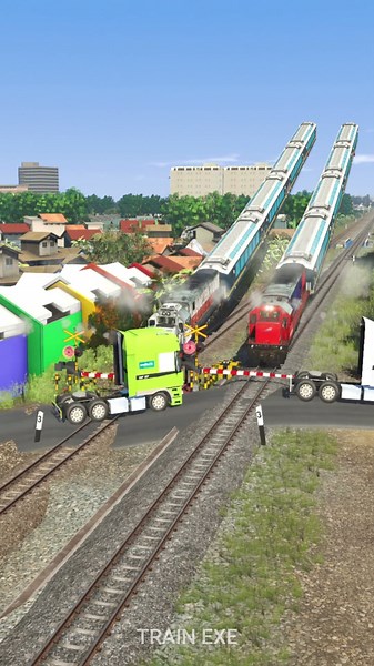 2 Kereta Api Tertahan Di Palang Pintu Kereta #railroad #train #railtrack #railway