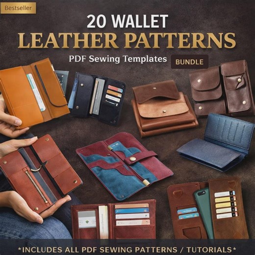 20 Leather Wallet Patterns Bundle – DIY Leather Craft Templates (PDF Download) - Etsy