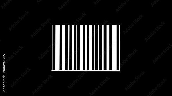 illustration Barcode paper detail s caning animation. motion animation scanning of a bar code, black background