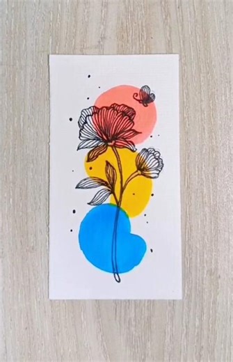 Easy Flower Drawing | Ink Pen & Watercolor Art #drawing #watercolor