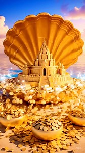 Golden Abundance: The Treasure Shell #GoldenTreasure #WealthBlessings #MythicAbundance #OceanofGold | Bhakti Marg world