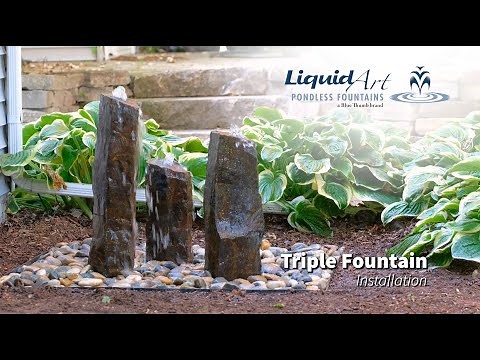 Triple Basalt Stone Column Fountains