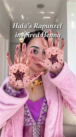 Hala’s Rapunzel Inspired Henna😍💜🌸🌼 It was so fun meeting @hala and getting inspired by one of my favourite Disney Characters for this look! Watch till the end for the full process🤭 Henna by: henna.boutique 2026 bookings are open Dm to Book now!🫶🏼💜 #hala #rapunzel #henna #inspired #fyp
