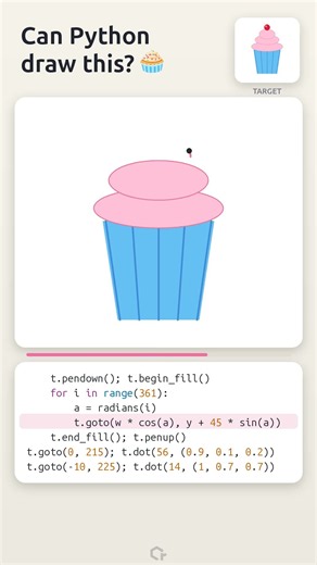 Can Python Draw This Cupcake? 🧁 Python Turtle in 24 Lines #python #coding