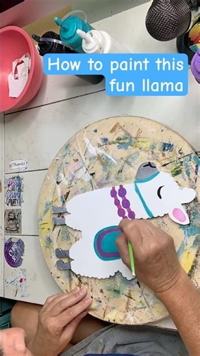 How to paint a fun llama in acrylics on wood #painting #acrylicpainting #artwork #shortsvideos
