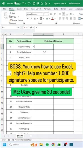 How to make a Signature Page! #excel