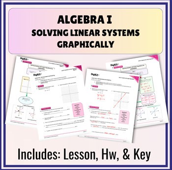 Solving Linear Systems by Graph Guided Notes | Worksheet 8th-10th Grade Algebra