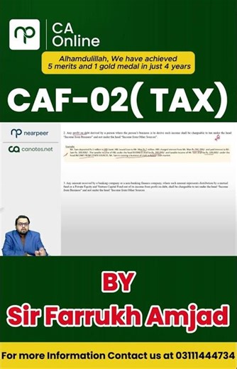 CAF 02 TPC | Income from Other Sources (Numerical Solving) | Sir Farrukh Amjad l #icap #viral #ca