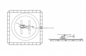 Helipad with Helicopter - Free CAD Drawings