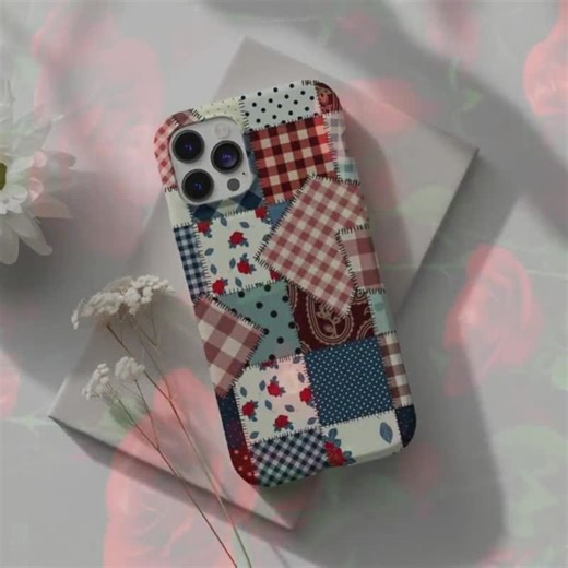 Vintage Plaid Patchwork Collage Phone Case: Quilted Style - Etsy