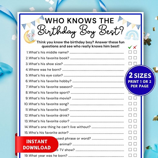 Who Knows the Birthday Boy Best, How Well Do You Know the Birthday Boy, Printable Birthday Boy Game, Birthday Trivia Quiz, Birthday Boy Game - Etsy