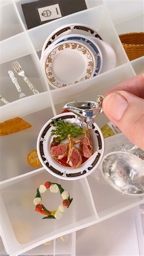 Do you have a gravy boat? Someone bet me one time I didn’t have a tiny gravy boat. I found this miniature one in a set of Japanese Re-Ment - from the Luxury French Restaurant set. I really need to set up a miniature restaurant diorama so I can use these fancy mini foods in my dollhouse. They are perfect for Barbies and other 1/6th scale dolls. #rement #miniatureworld #miniaturefood #minithings #tinyfood | Grandma Gets Real