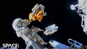 25K views · 1.8K reactions | During a spacewalk outside the International Space Station on May 3, 2023, Russian cosmonaut Sergey Prokopyev jettisoned a "5-kilogram bundle of obsolete hardware into the vacuum of space," according to NASA. Full Story  https://trib.al/qampgZL Credit: NASA | mash mix by Space.com's Steve Spaleta | Space.com | Facebook