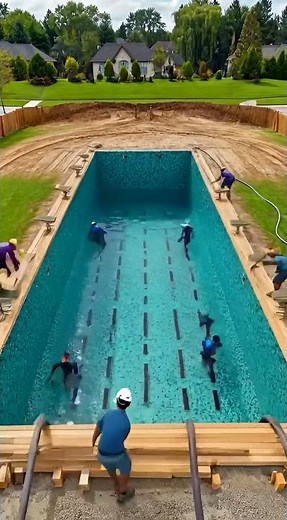 I build a Olympic-size 50-meter competition pool in a mega-mansion backyard. #asmr #california