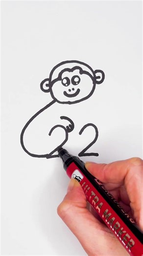Easy Monkey Drawing from Numbers 🐒 Kids Art & Coloring