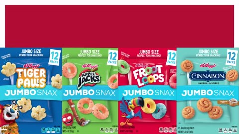 (3 pack) Kellogg's Froot Loops Jumbo Snax Cereal Snacks, Kids Snacks, Lunch Snacks, Original, 5.4oz Box (12 Pouches)