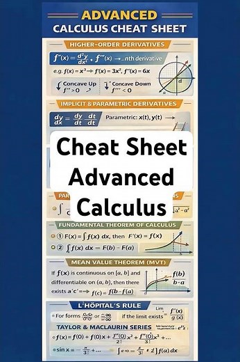Advanced Calculus Formulas and Equations Cheat Sheet #calculus #education #math