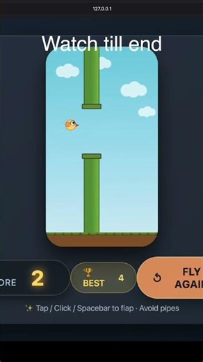 Flapping bird game. #coding #python #javascript #learnpython #webdevelopment #programming #coding