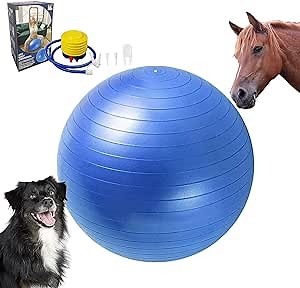 Herding Horse Ball - Herding Ball Toys for Horses 30" Mega Herding Balls with Hand Pump, 𝐁𝐥𝐮𝐞 𝐀𝐧𝐭𝐢-𝐁𝐮𝐫𝐬𝐭 Training Soccer Ball for Horses
