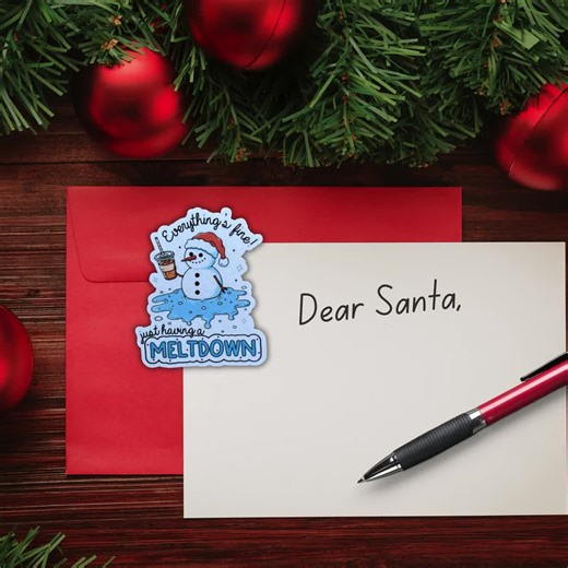 Having a Meltdown Snowman Sticker - Funny Christmas Quotes