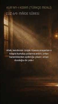 Kur’an-ı Kerim Cüz 6/9 (Türkçe Meali) | Mâide (14-17. Ayetleri) #seslikütüphane
