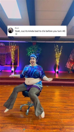 Dance Classes/Arielle Juliette on Instagram: "In case it’s unclear, the commenter is saying I will expire before 40 due to my size, a comment plus size people get all the time. So I guess this year is it, guise, my time is up, it was great knowing you 🥹 Side note, these rolling stools slap for a seated option for dance, I highly recommend them as a mobility aid. #Comedy #bodyshaming #selfacceptance"