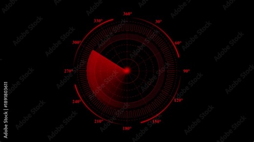 Aerial defense radar hologram with heatmap effects and blinking signal points. Motion graphics of enemy detect radar concept