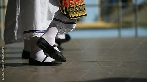 Traditional greek costume detail during a dance performance