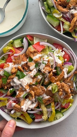 RECIPE: https://feelgoodfoodie.net/recipe/chicken-shawarma-salad/ This Chicken Shawarma Salad bowl is an authentic Lebanese shawarma recipe made with a warm spice blend & served over salad with tahini dressing! | Feel Good Foodie