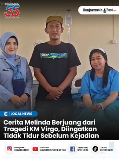 Cerita Melinda Berjuang dari Tragedi KM Virgo Transport 8, Diingatkan Tidak Tidur Sebelum Kejadian BANJARBARU - Perasaan sedih bercampur bahagia terpancar dari wajah Mia Melinda, korban selamat KM Virgo Transport 8 yang mengalami kecelakaan di Laut Jawa beberapa waktu lalu. Wanita asal Kendal, Jawa Tengah ini menjadi salah satu dari ratusan korban yang berhasil bertahan di laut dan akhirnya dievakuasi ke daratan dalam keadaan selamat meskipun mengalami luka. Melinda merupakan kru musik di KM Vir