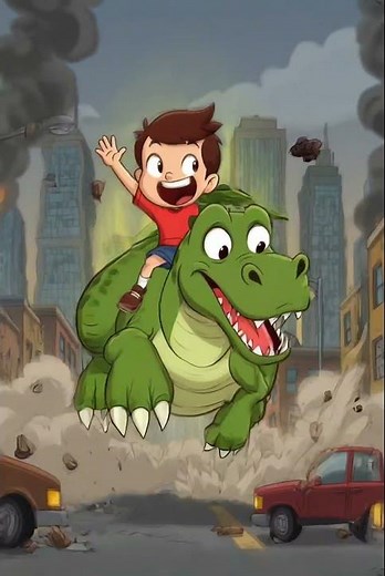 Kid Riding a Fire Breathing Dinosaur 🦖🔥 #dinofail #shorts