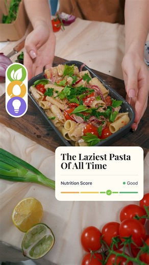 Craving pasta but don’t want to spend hours in the kitchen? This super easy and flavorful pasta is ready in 20 minutes and requires minimal effort! Ingredients (1 serving): 165g cherry tomatoes & herbs 1 small onion, sliced 1 tsp dried Italian herbs Salt to taste Olive oil (for drizzling) 1 tbsp balsamic vinegar 1 tbsp vegan cream 😋 Instructions: • Add all ingredients to a baking dish and bake or air fry at 190°C/375°F for 15 minutes. • Cook 80-100g pasta while the vegetables bake. • Mash down 