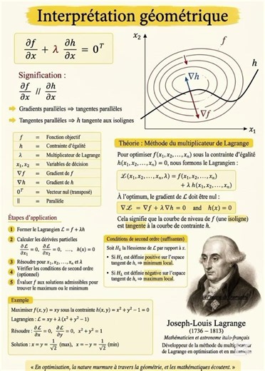Comprendre la méthode des multiplicateurs de Lagrange : Interprétation géométrique.