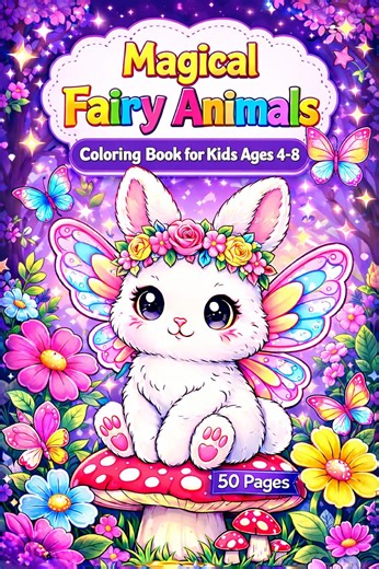 Magical Fairy Animals Coloring Book for Kids Ages 4-8 – 50 Fantasy Pages (instant Download) - Etsy