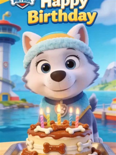 Everest de Paw Patrol Celebra tu Cumpleaños con una Canción Especial y un Tierno Mensaje 🎉🐾🎂 En este adorable video, Everest, la simpática cachorrita de nieve de PAW Patrol, canta la famosa canción Happy Birthday to You mientras celebra con un hermoso pastel de cumpleaños lleno de velas 🎂✨ Después de cantar, Everest comparte un dulce mensaje de cumpleaños lleno de felicidad, amistad y buenos deseos para hacer este día aún más especial. 💖🐾 Con una atmósfera divertida inspirada en Paw Patrol
