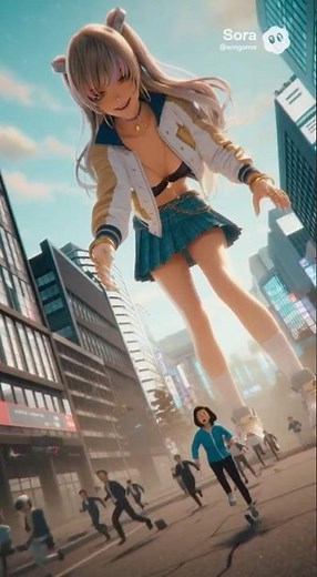 【丸呑み+膨腹】巨人ギャル襲来!?　#vore #bigbelly