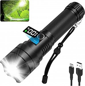 Rechargeable Led Flashlights High Lumens: 990,000 Lumens Super Bright Powerful Flash Lights with Digital Display, 5 Modes, IPX6 Waterproof Tactical Flashlight, Gift for Men Women