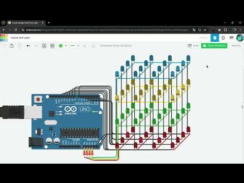 Arduino 4x4x4 LED Cube | Tinkercad Simulation
