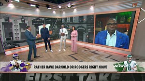 “That’s two minutes of my life I can’t get back.” Stephen A. Smith and the crew weren’t feeling Shannon Sharpe choosing Aaron Rodgers over Sam Darnold 😅 | ESPN First Take