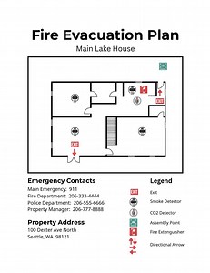 Fire Evacuation Plan, Single-use Editable Canva Template & Printable PDF for (residential) - Etsy Canada