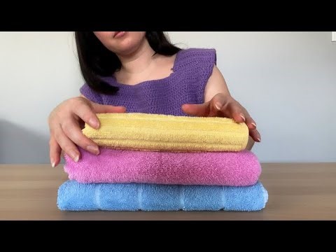 soft spoken ASMR towel folding for relaxation 🌼