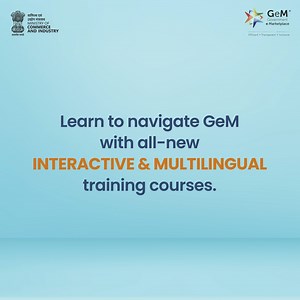 Transform your learning experience with GeM’s new Learning Management System (LMS)! Access all-new interactive and multilingual Buyer / Seller- specific training modules and take control of your learning on GeM. Now accessible in twelve regional languages - Assamese, Bengali, English, Gujarati, Hindi, Kannada, Marathi, Malayalam, Oriya, Punjabi, Telugu, Tamil. To know more, visit: https://elearning.gem.gov.in/ Watch the LMS Navigation Help Guide video to learn how to view the content in various 