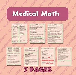 Vet Med Math Guide; Vet Notes for Vet Techs, Vet Students; Veterinary Calculations Cheat Sheets - Etsy
