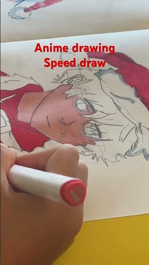 Speed drawing anime #audio #speedup