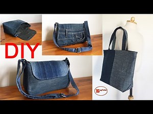 DIVIDED ZIPPER POCKET CROSSBODY BAG AND TRIANGLE CORNER TOTE BAG | BAG MAKING TUTORIAL