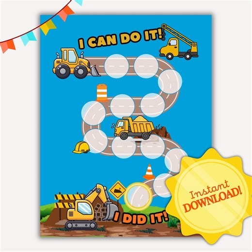 Construction Reward Chart, Printable Potty Training Chart for Toddlers, Tractor Sticker Chart, Kids Reward Chart, Truck Potty Chart - Etsy