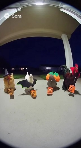 Chickens Trick or Treating in Adorable Costumes!