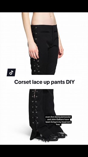 Such an easy diy that has such a high impact! Absolutely obsessed with how these turned out and lace up corset details in general! I had these pants that were just a couple sizes too small but I don’t want to get rid of them #diy #fashioninspo #darkfashion #altfashion #outfitinspo outfit ideas alt style alt diy corset lacing lace up designer