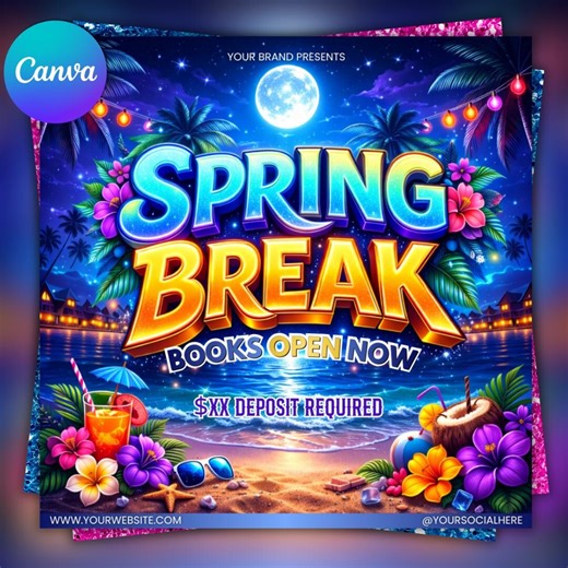 Spring Break Flyer, Spring Flyer, Hair, Lashes, Nails, Braids, Spring Booking Flyer, April Book Flyer, Spring Flyer Template, Canva Editable - Etsy