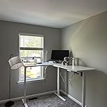 SANODESK L Shaped Standing Desk Adjustable Height, Electric Corner Standing Desk, 63 x 48 inch Sit Stand Computer Table with Splice Board, Maple